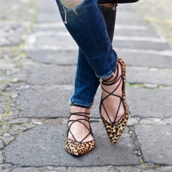 Zara Shoes - 🛍 Zara Leopard Lace Up Ballet Flats